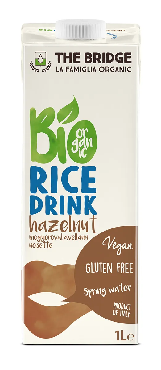 Lapte vegetal bio de orez cu alune de padure, 1l, The Bridge