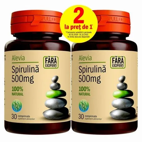 Alevia Spirulina 500mg, 30+30comprimate