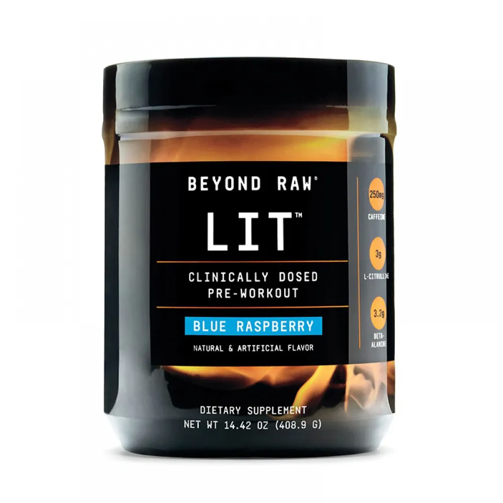 LIT Formula pre-workout cu aroma de zmeura albastra (408.9 grame), GNC Beyond Raw