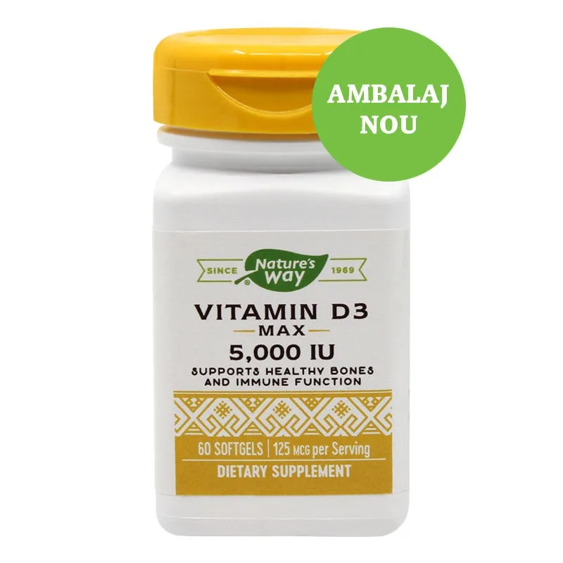 SECOM Vitamina D3 5000 UI, 60 capsule, Nature’s Way