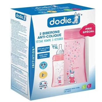 Set biberon pentru initiere anti-colici 0-6 luni Debit 2 Unicorn, 2 bucati, Dodie