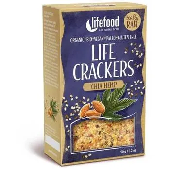 Lifecrackers cu seminte de chia si canepa raw Bio, 90g, Lifefood