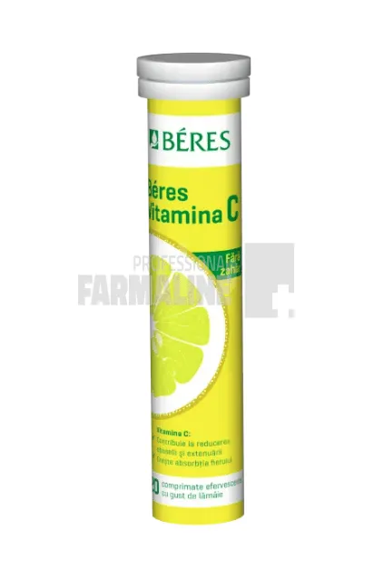 Beres Vitamina C fara zahar cu gust de lamaie 20 comprimate efervescente