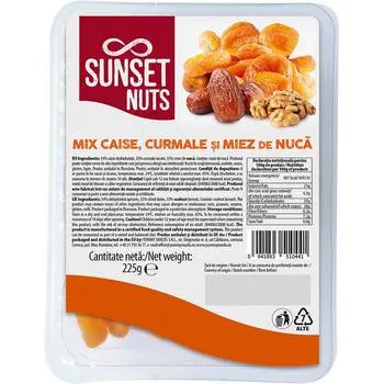 Mix miez de nuca, caise si curmale, 225g, Sunset Nuts