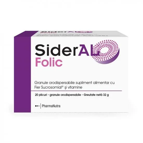 SOLACIUM SIDERAL FOLIC 21MG X 20 PLICURI GRANULE ORODISPENSABILE