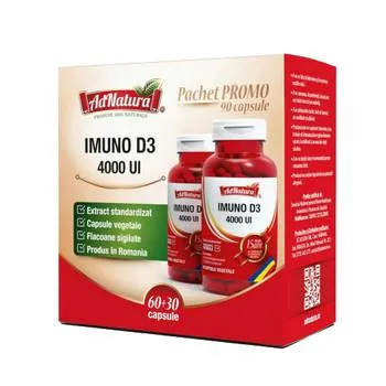 Pachet Imuno D3 4000 UI, 60 + 30 capsule, AdNatura