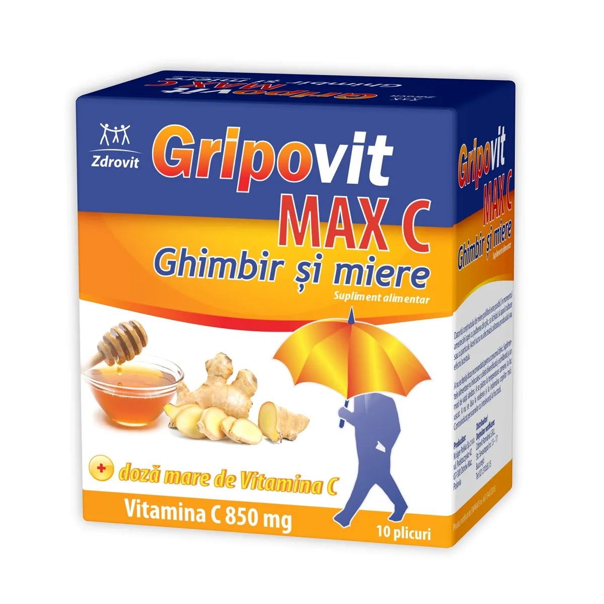 ZDROVIT GRIPOVIT MAX C GHIMBIR SI MIERE X 10 PLICURI