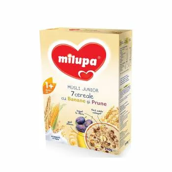 Musli Junior din 7 cereale cu banane si prune +1 an, 250g, Milupa