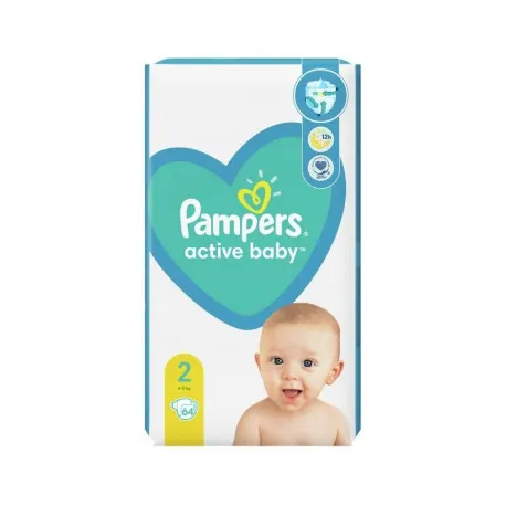 Pampers Scutece Active Baby, Marimea 2 Mini, 4-8 kg, 64 bucati