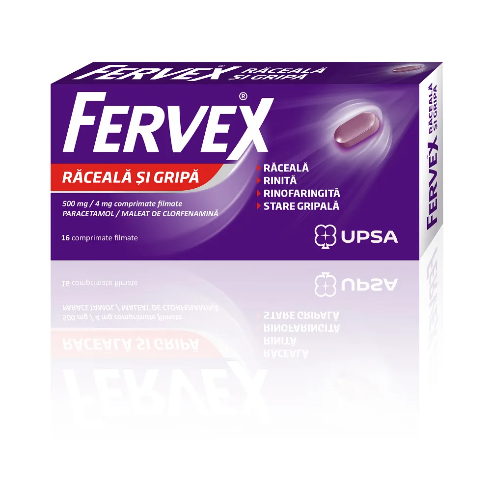 Fervex raceala si gripa 500mg/4mg x 16 comprimate