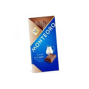 Ciocolata cu lapte fara zahar, 90g, Monteoro