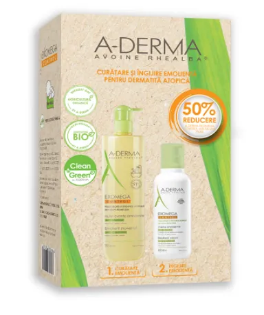 Exomega Control ulei de dus 750 ml+ Exomega Control crema, 400 ml, A-Derma