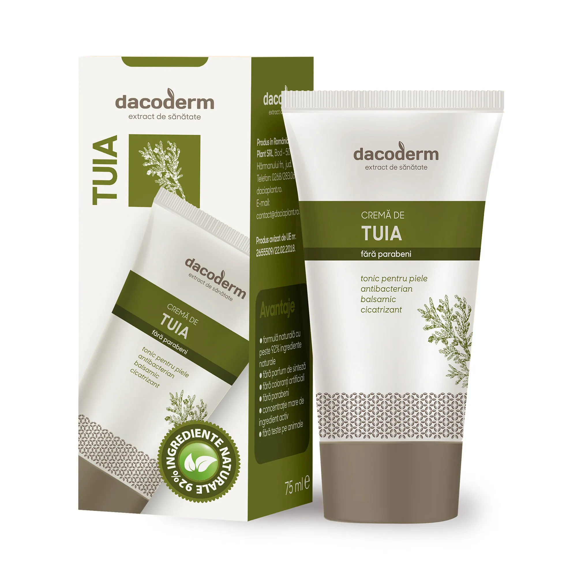 Dacoderm Crema cu extract de tuia, 75 ml, Dacia Plant