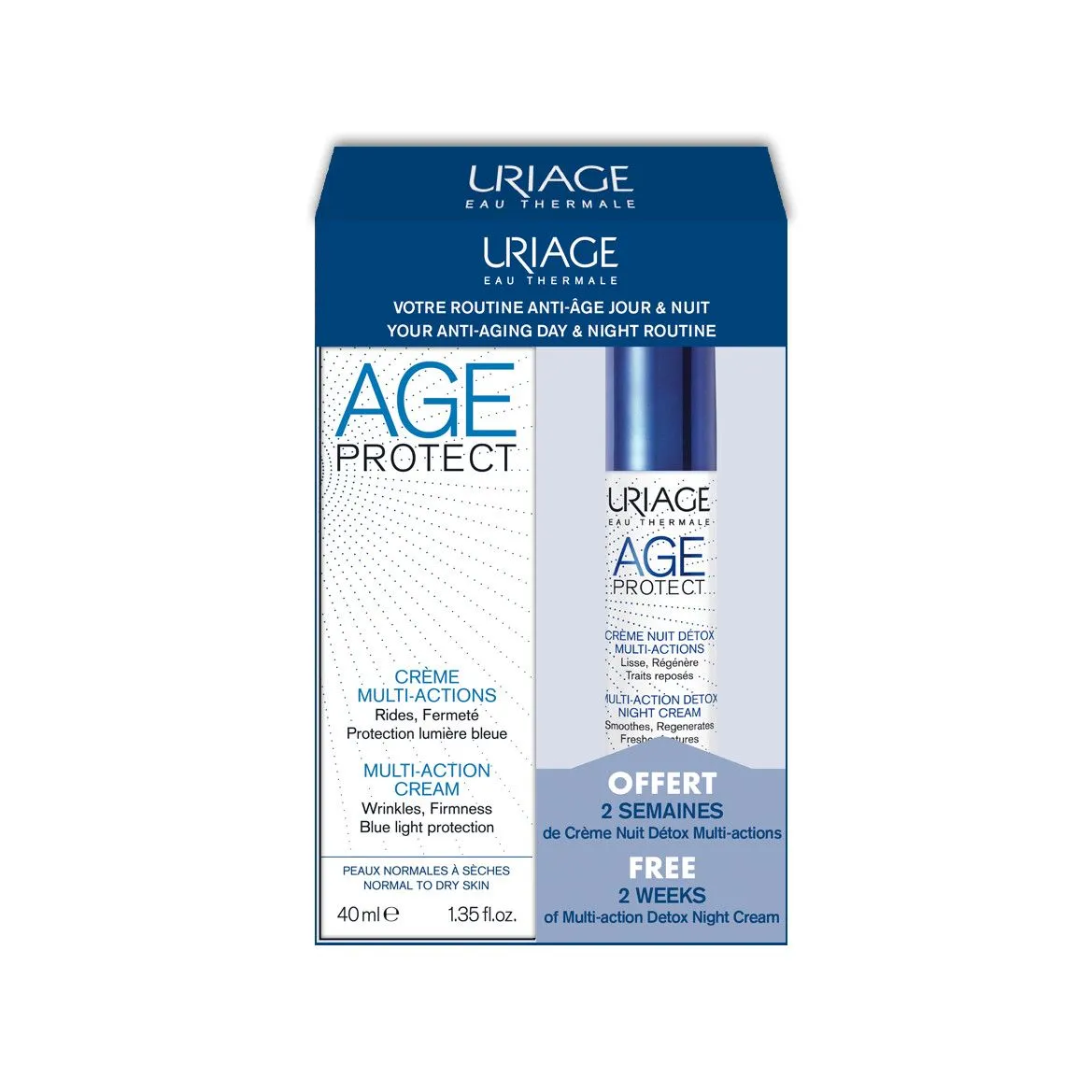 URIAGE KIT AGE PROTECT CREMA 40 ML + CREMA NOAPTE DETOX 10 ML