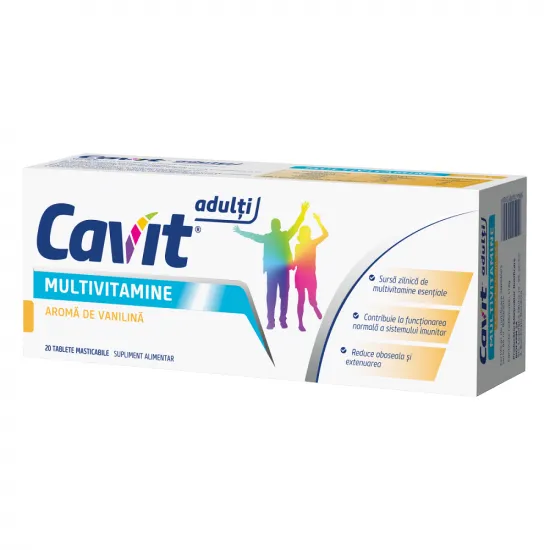 Cavit Adulti Multivitamine aroma de vanilie, 20 comprimate masticabile, Biofarm