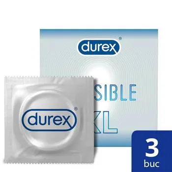 Prezervative Invisible XL, 3 bucati, Durex