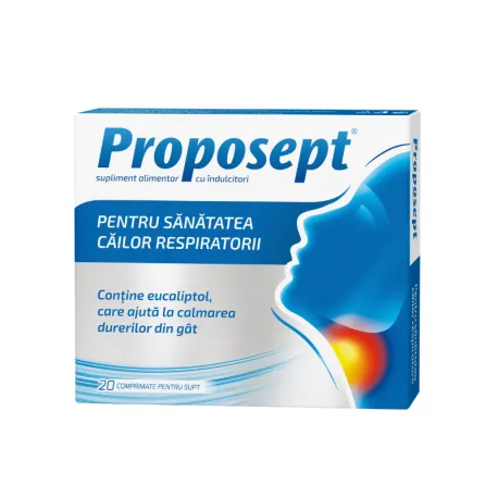 Proposept, 20 comprimate pentru supt, dureri de gat