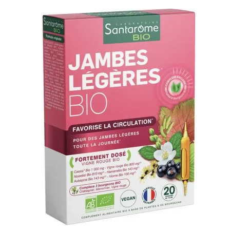 Fitocomplex din plante Jambes Legeres Bio, 20 fiole x 10 ml, Santarome