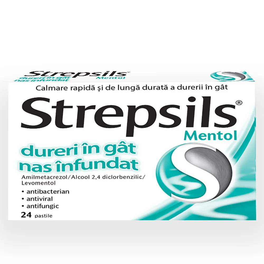 Strepsils Mentol, 24 comprimate, Reckitt Benckiser Healthcare