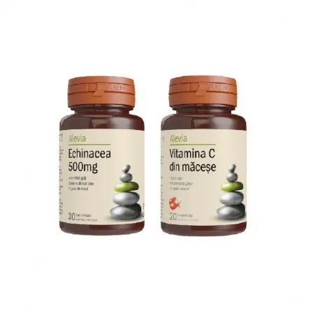 Alevia Echinacea 500 mg, 30 capsule + Vitamina C Macese 200 mg, 20 capsule