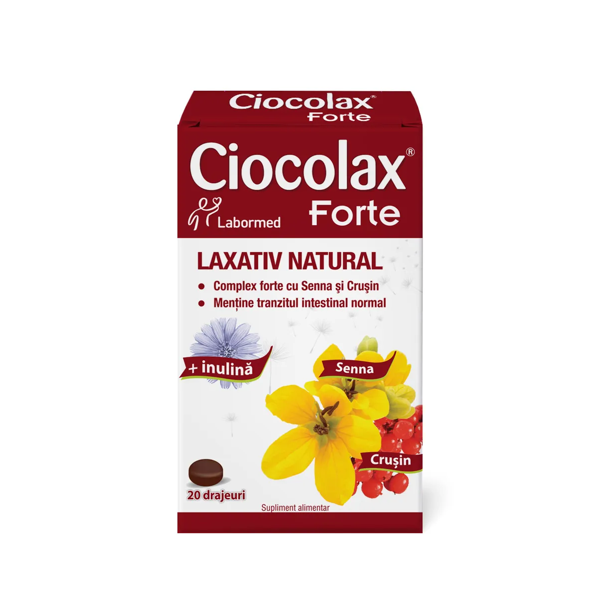 Laxativ natural Ciocolax Forte, 20 drajeuri, Labormed