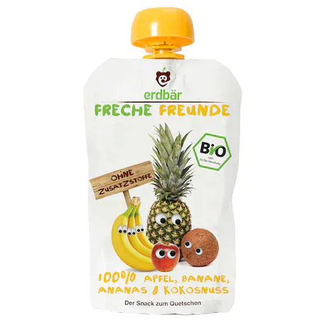 Erdbar Piure din mere, banane, ananas, cocos bio x 100g (freche freunde)