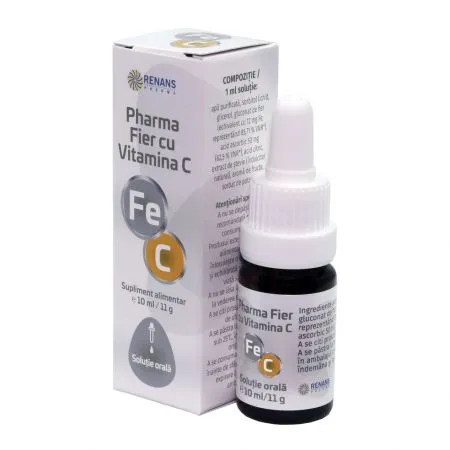 Fier cu Vitamina C solutie orala, 10 ml, Renans