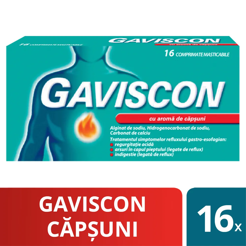 Gaviscon Capsuni x 16 comprimate masticabile