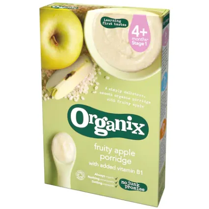 Organix cereale cu orez integral, porumb si mere, de la 4 luni, 120 grame