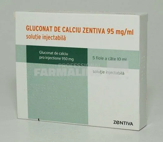 GLUCONAT DE CALCIU ZENTIVA 95 mg/ml x 5 SOL. INJ. 95mg/ml ZENTIVA SA