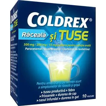 Coldrex Raceala Si Tuse, 10 Plicuri, Perrigo