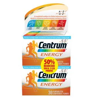 Pachet Centrum Energy de la A la Zinc 1 + 50% reducere la al doilea produs, 2 x 30 comprimate, GSK