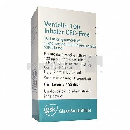 VENTOLIN 100 INHALER CFC-FREE X 1 SUSP. INHAL. PRESURIZATA 100µg/doza GLAXOSMITHKLINE (IRE