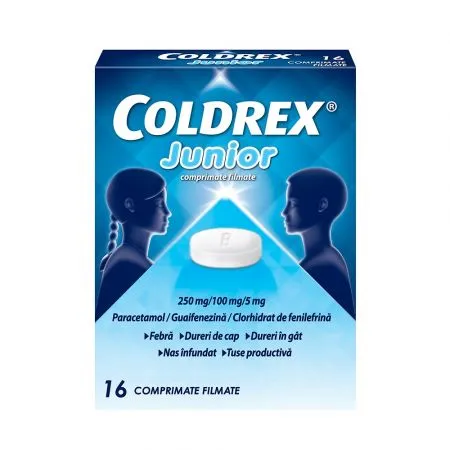 Coldrex Junior, 250 mg/100 mg/5 mg, 16 comprimate filmate, Perrigo