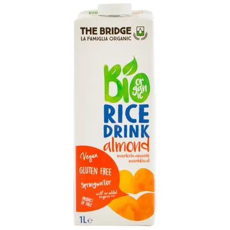 Lapte vegetal bio de orez cu migdale, 1l, The Bridge