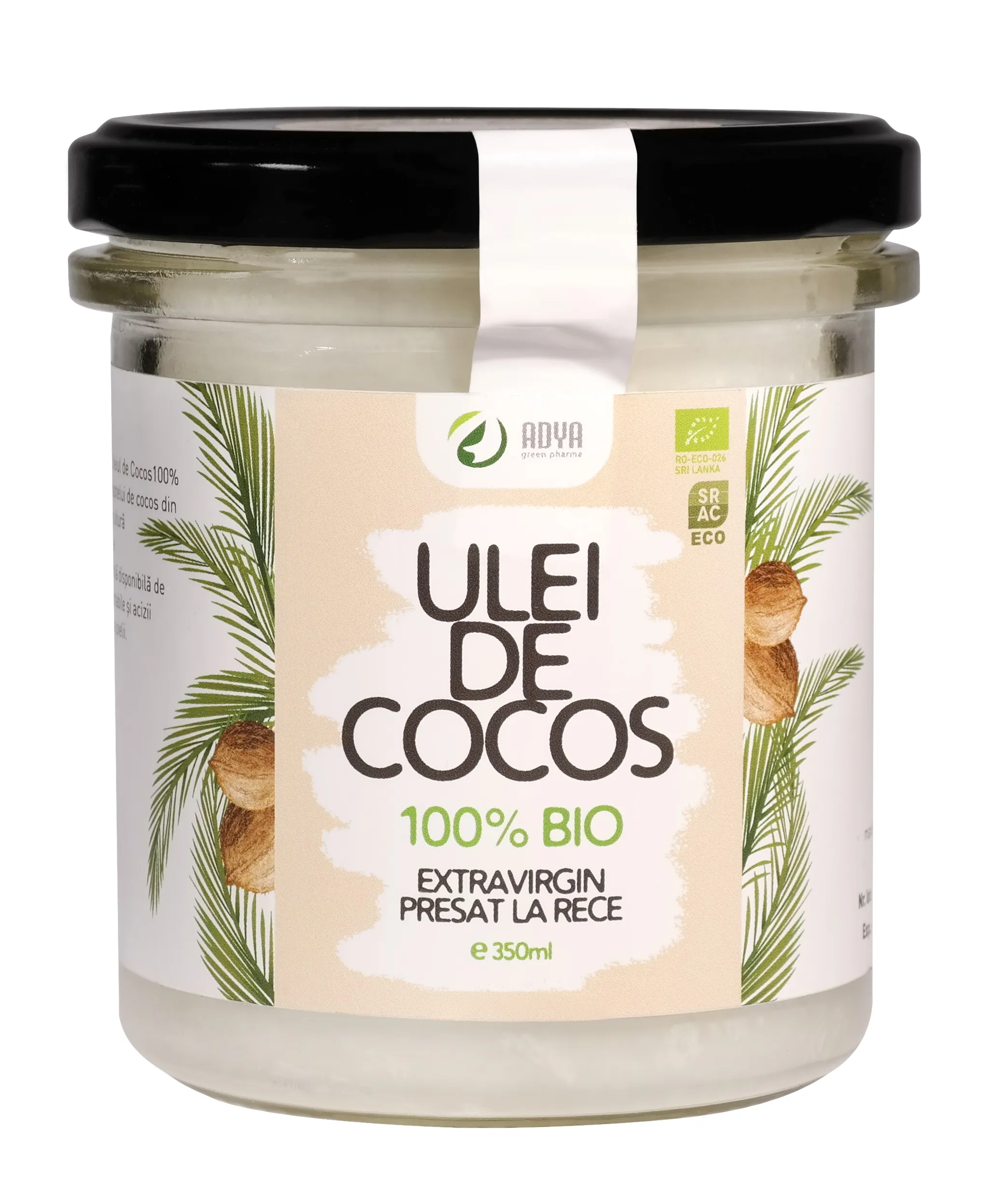 Ulei de Nuca de Cocos Ecologic 350ml -Adya Green Pharma