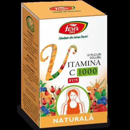 Vitamina C 1000 naturala F175, 10 plicuri, Fares