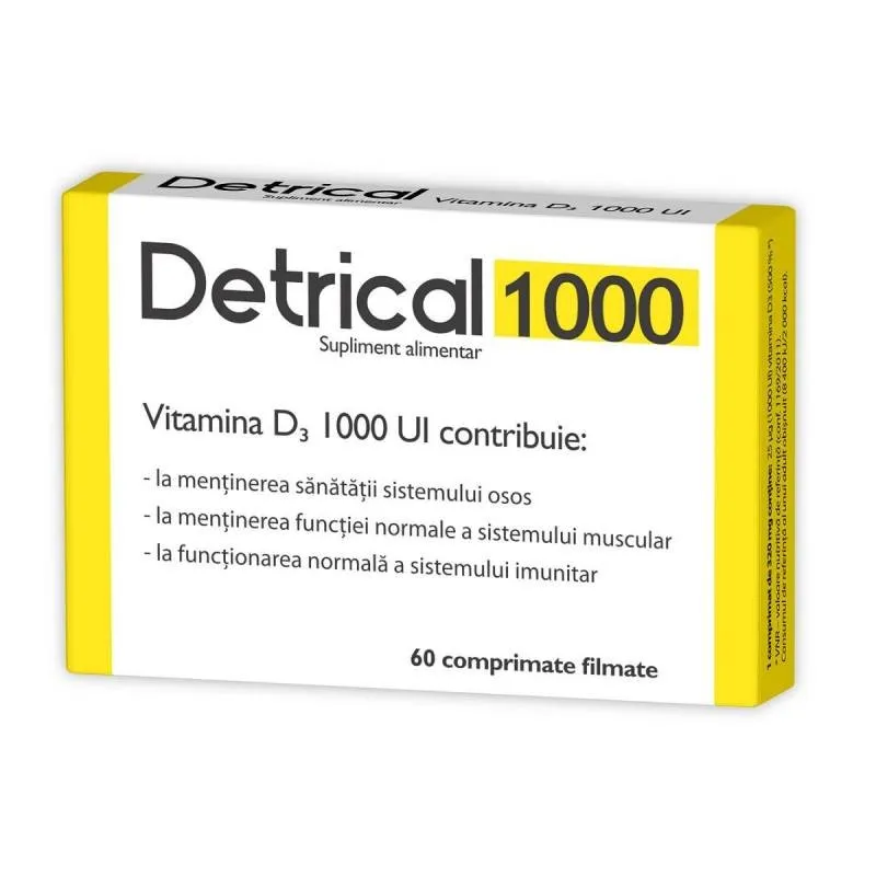 ZDROVIT DETRICAL D3 1000UI X 60 COMPRIMATE FILMATE