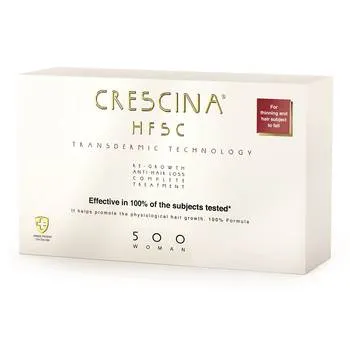 Tratament pentru par HFSC Transdermic 500 Woman, 10+10 fiole, Crescina