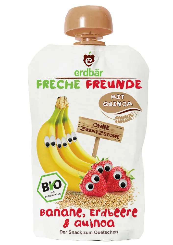 Erdbar Piure de Banane, Capsuni si Quinoa BIO 100g