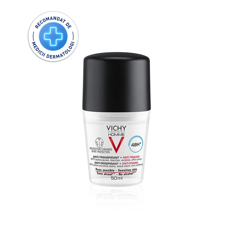 VICHY HOMME DEODORANT ROLL ON CU EFECT ANTI-URME EFICACITATE 48H 50ML