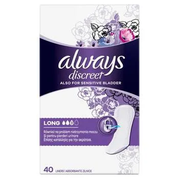 Absorbante zilnice pentru incontinenta urinara Discreet Liners Long , 40 bucati, Always