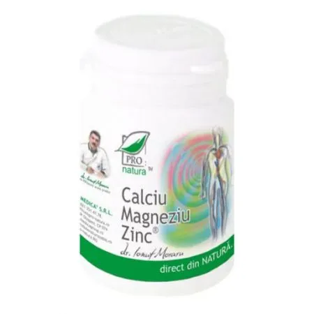 Calciu, Magneziu, Zinc, 60 capsule, Pro Natura