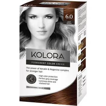 Vopsea de par Kolora 6.0 Light Brown, 50ml, Aroma