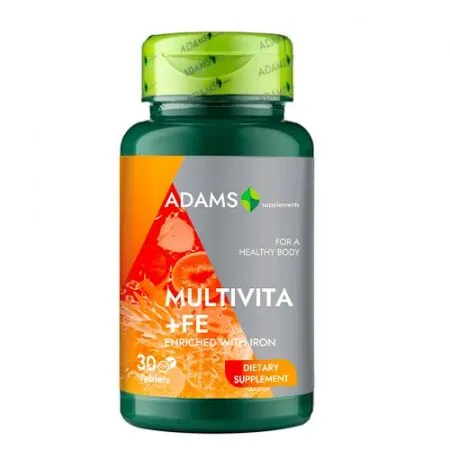 Multivita + Fier, 30 tablete, Adams Vision