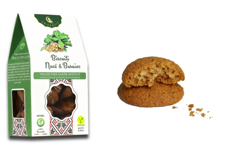 Biscuiti vegani cu nuca si busuioc, 150g, Ambrozia