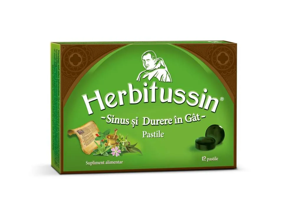 HERBITUSSIN SINUS SI DURERE IN GAT 12 PASTILE