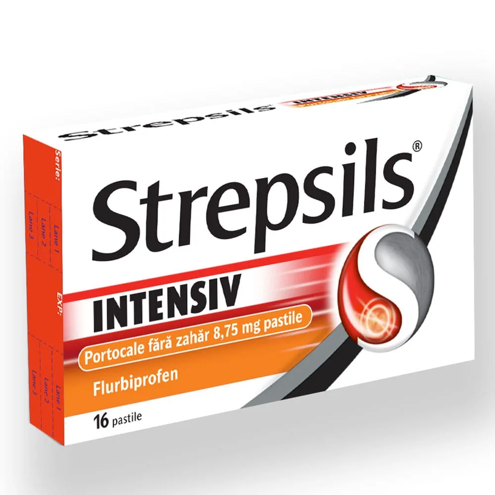 STREPSILS INTENSIV PORTOCALE FARA ZAHAR 8,75 mg x 16