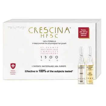 Tratament pentru par HFSC Transdermic Treatment 1300 Man, 10+10 fiole, Crescina