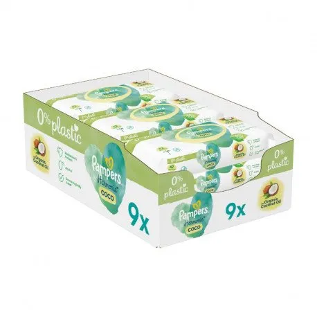 Pampers Servetele umede Coconut, 9 pachete x 42